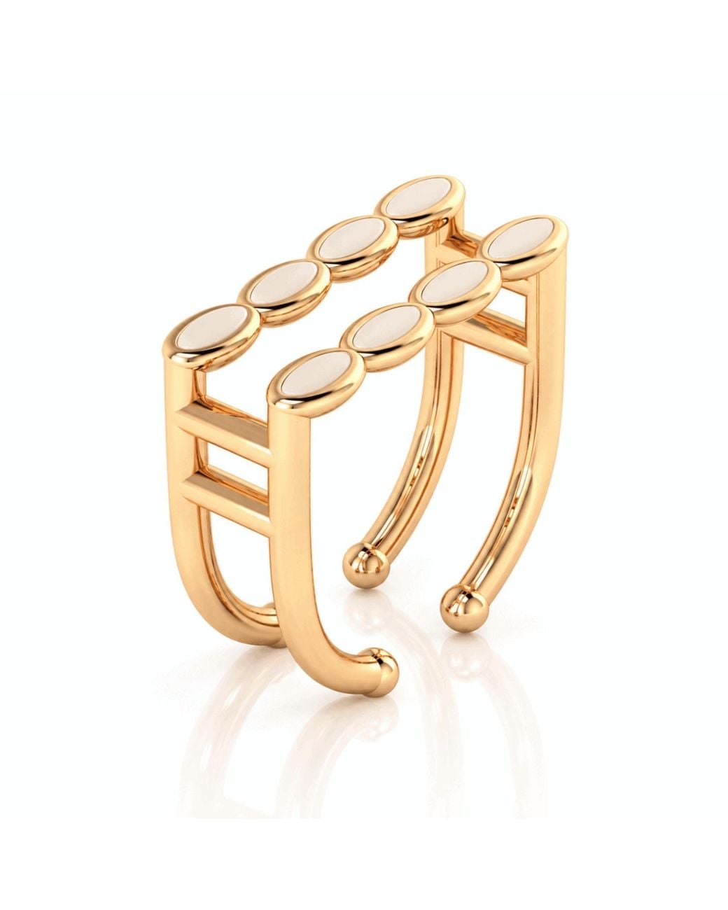 Linda Fiore Metallic Amalei Vermeil Ring With Creme Enamel