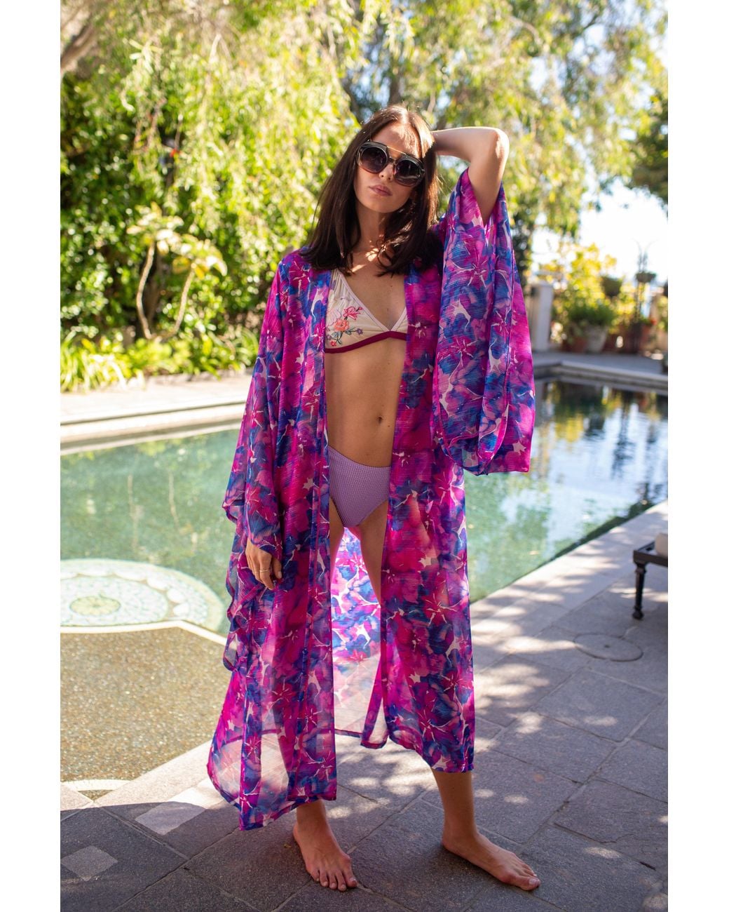 Jennafer Grace Purple Cassandre Watercolor Kimono