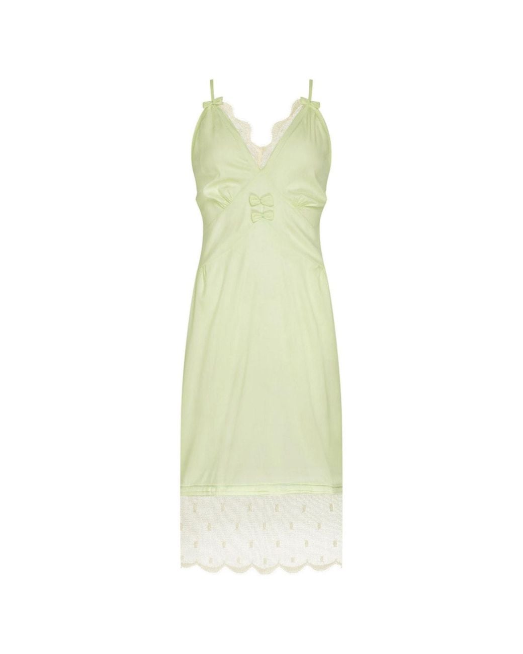 Lisa The Label Green Bow Belle Mint Silk Shell Slip Dress