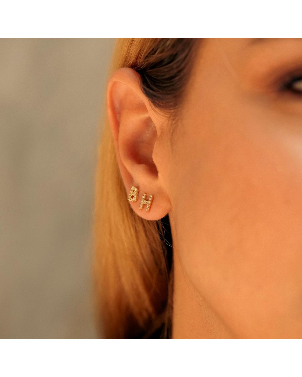 Spero London Metallic Initial Letter Stud Earring Sterling Plated