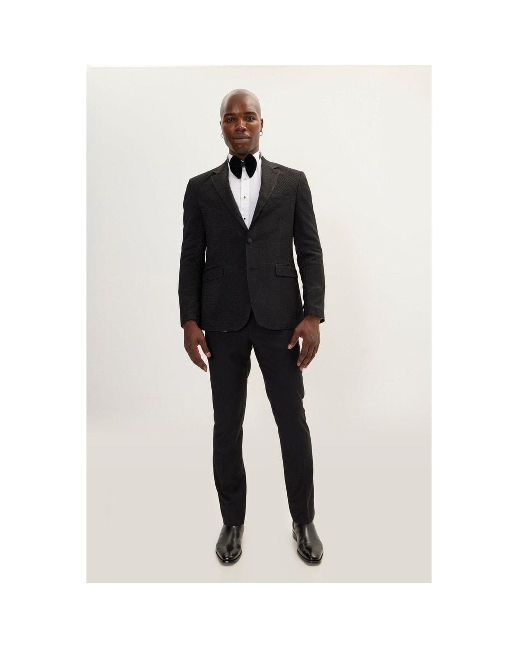 Ron Tomson Black Classic Notch Lapel Dinner Jacket for men
