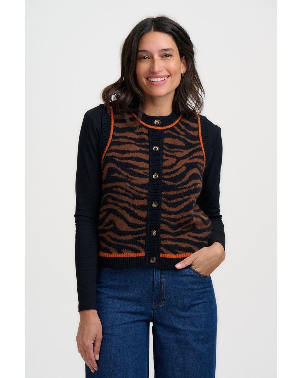 Sugarhill Black Natalie Knit Vest Tiger