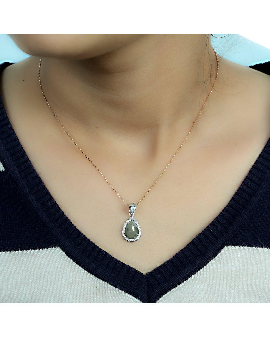 Artisan Metallic 18K Ice Diamond & Diamond Teardrop Pendant