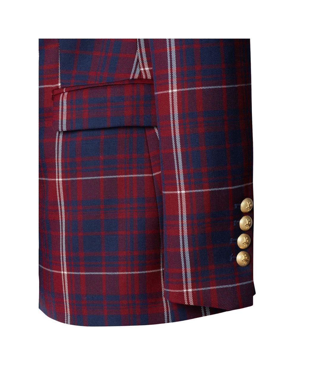 The Extreme Collection Purple Checked Blazer With Velvet Lapel Anderson