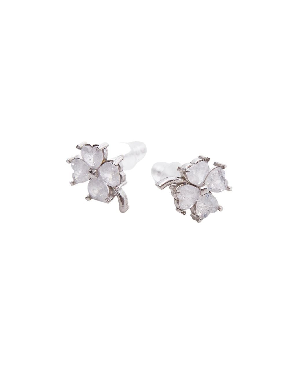 Spero London Metallic Four Leaf Clover Sterling Stud Earrings