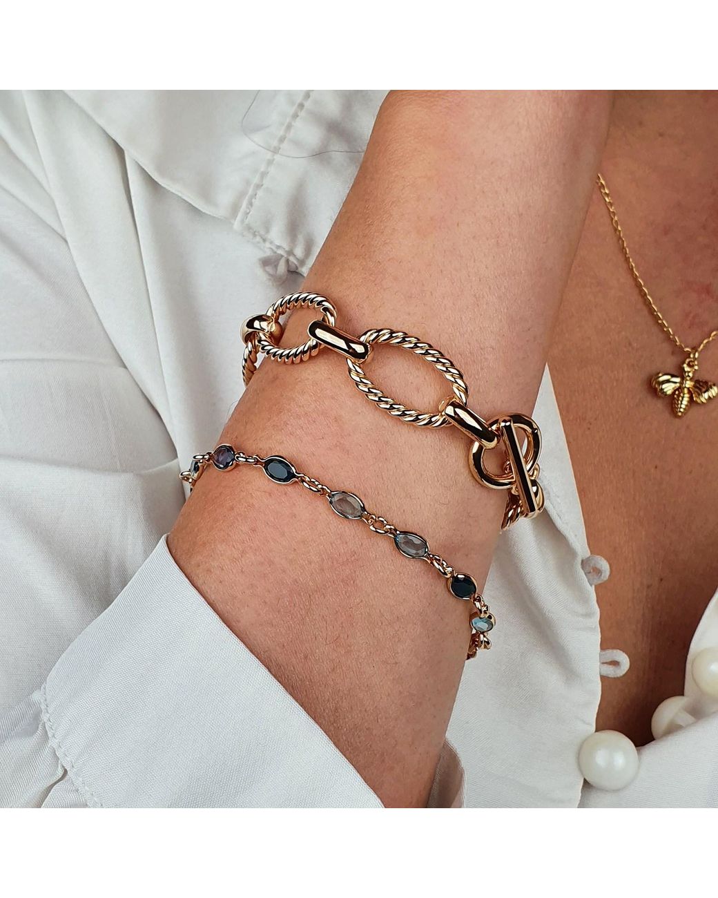 Sophelia Metallic Vermeil Textured Paperclip Link Bracelet