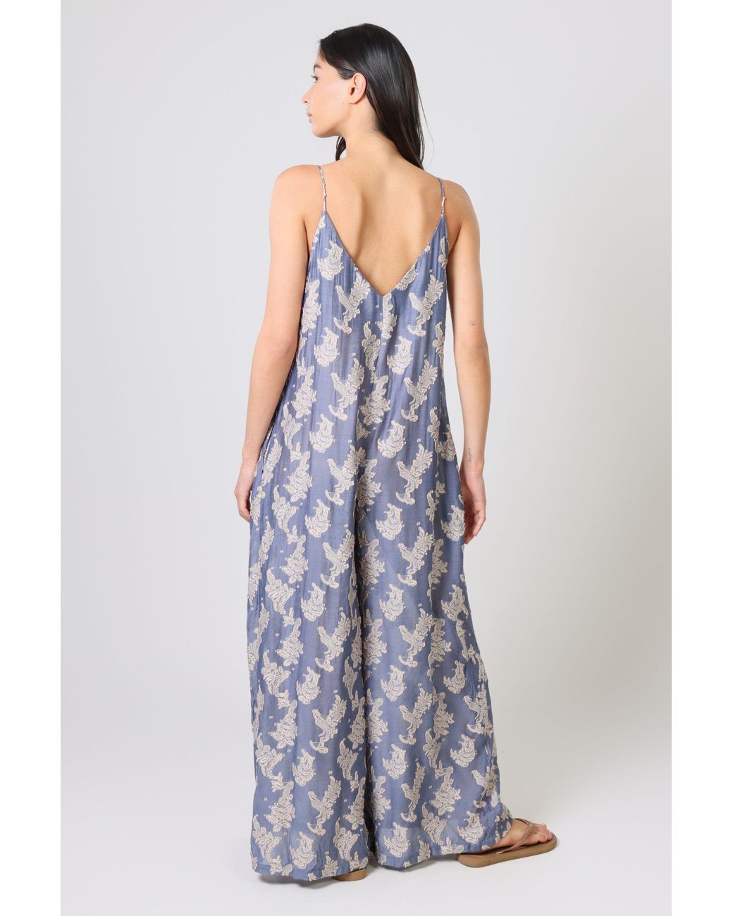 Traffic People Blue Wisdom & Pearls And Embroidered Ithaca Jumpsuit