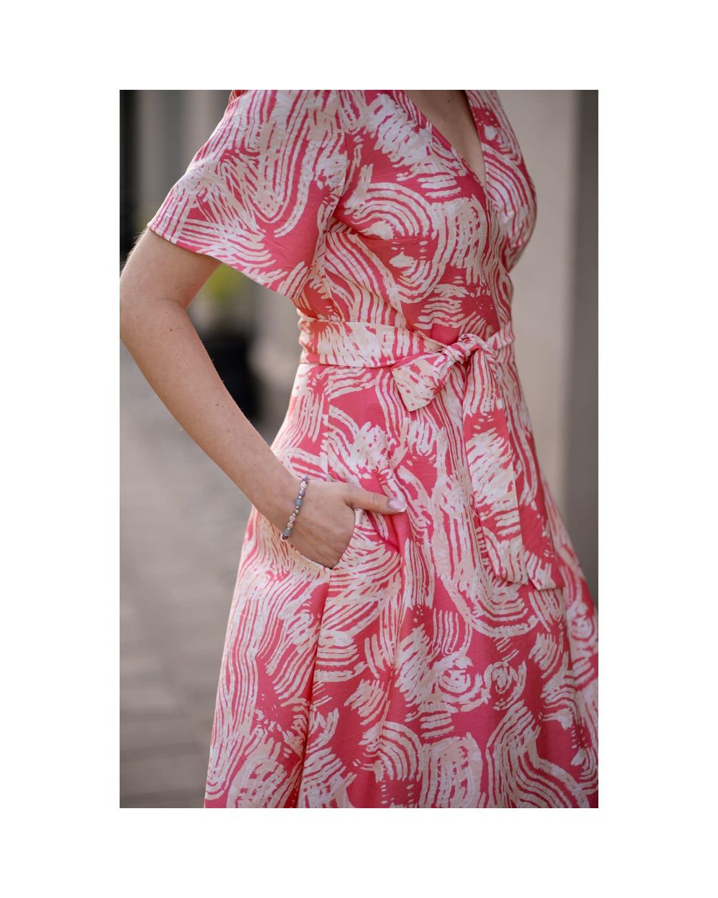 Oh!Zuza Pink Neutrals Echo Viscose Wrap Dress With Pockets