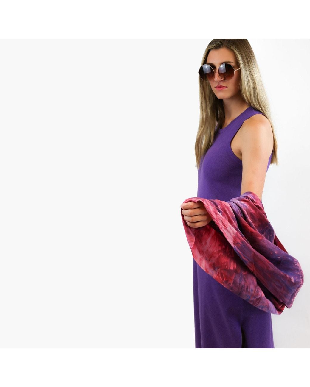 Zenzee Purple Cotton Cashmere Maxi Dress With Side Slits