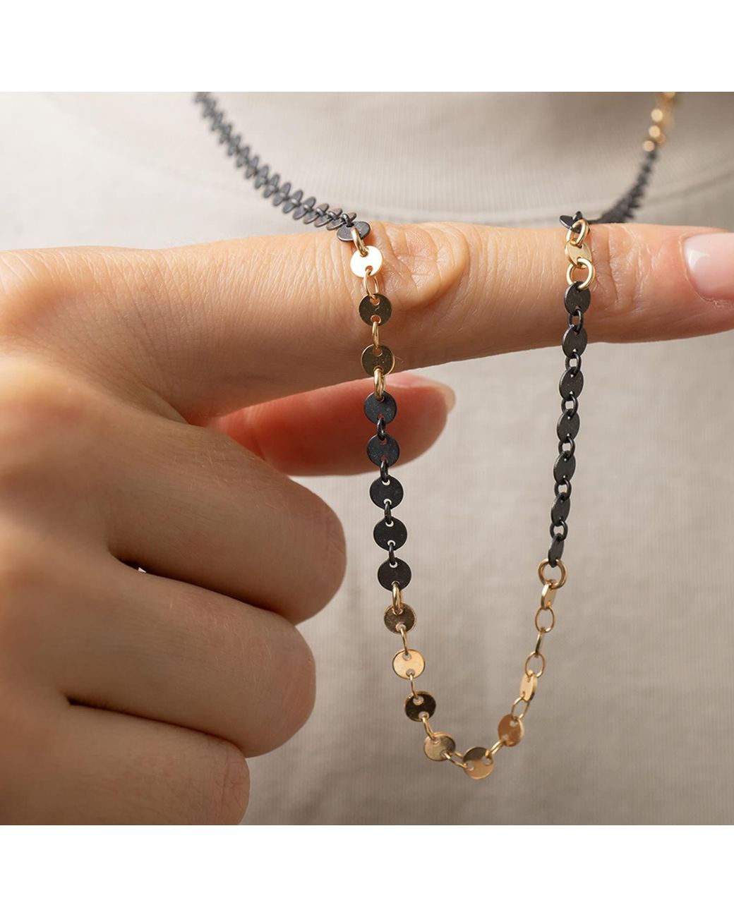 Kate Koel Metallic Mixed Metal Chain Necklace