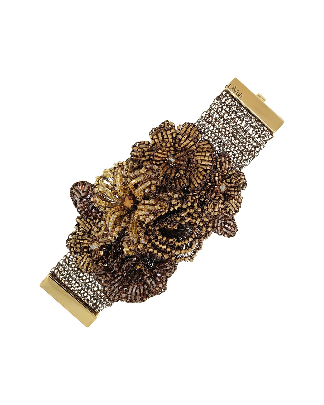 Lavish by Tricia Milaneze Brown Sepia Mix Blossom Maxi Handmade Crochet Bracelet