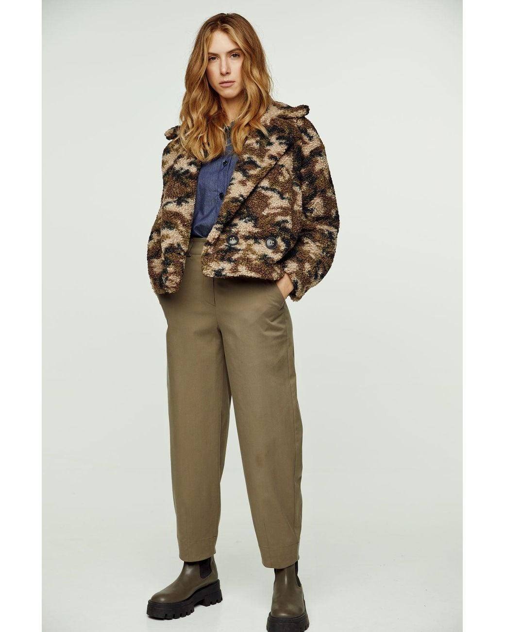 Conquista Black Print Faux Fur Button Jacket