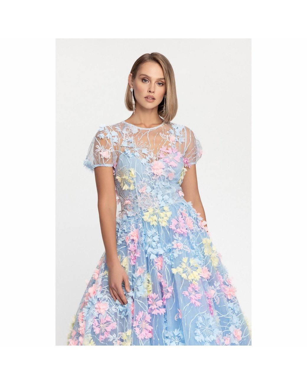 MATSOUR'I Blue Cocktail Dress Hydrangea