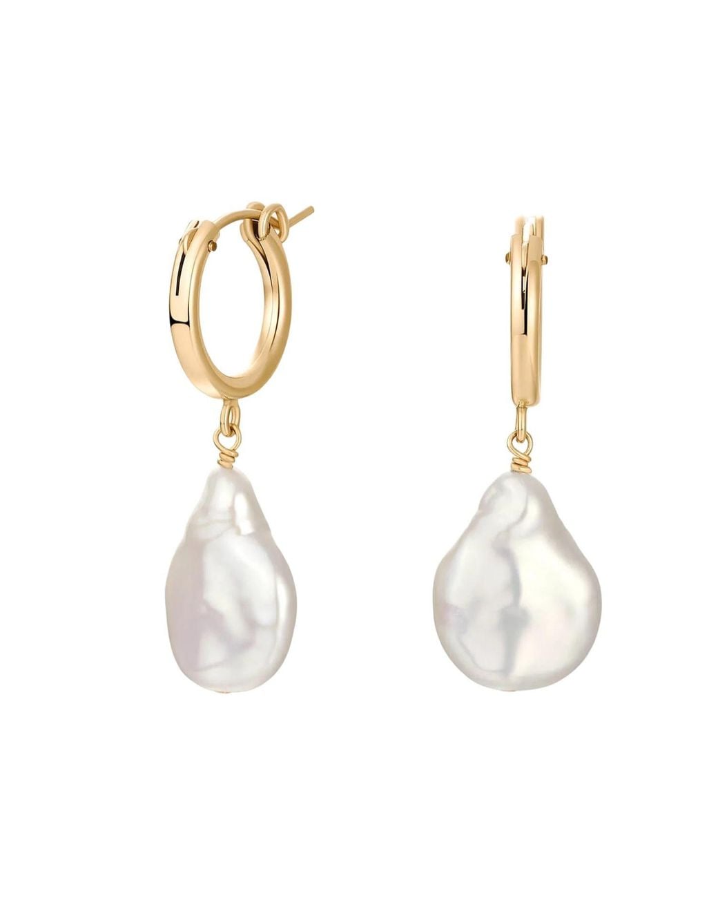 Katy Faye Metallic Moon Pearl Earrings