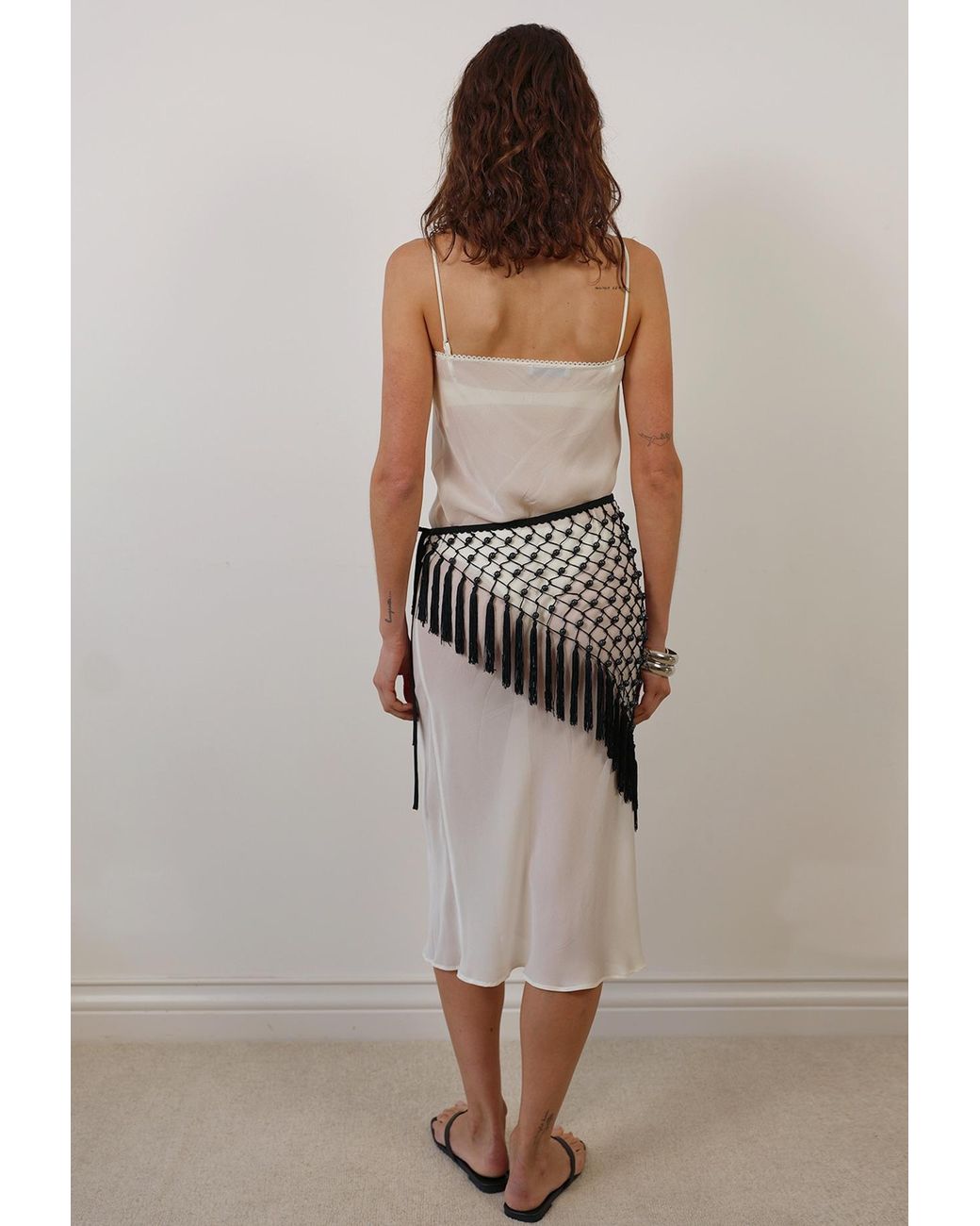 Tohen Black Beaded Scarf