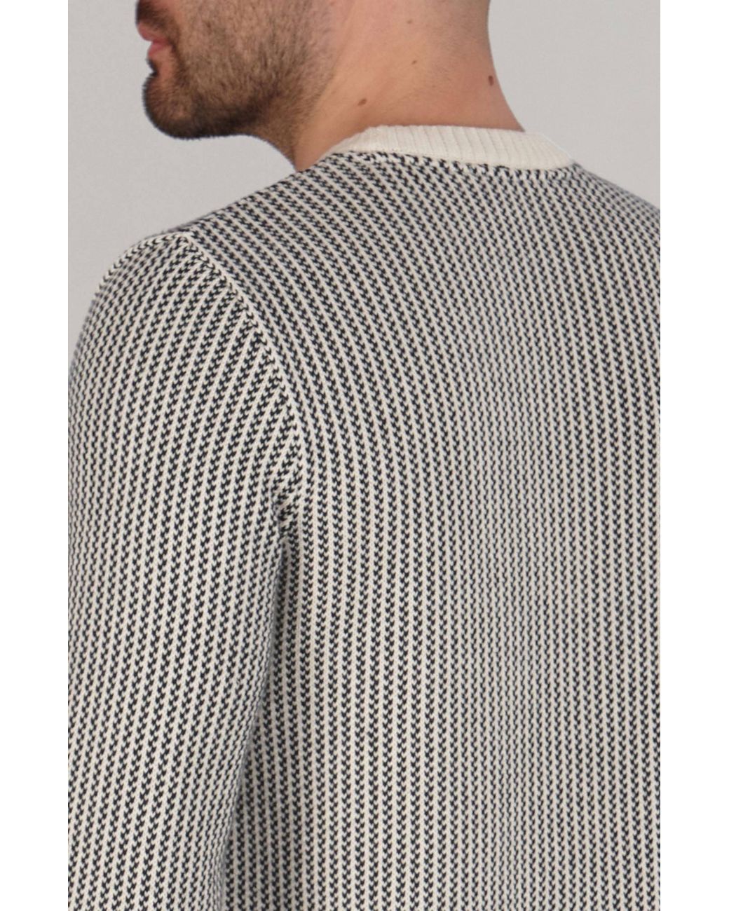 Paul James Knitwear Gray Cotton David Fisherman Tuck Stitch Jumper for men