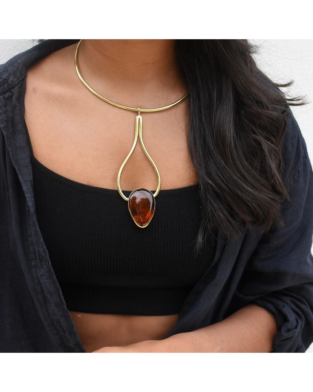 Lala Salama White Burnt Drop Choker