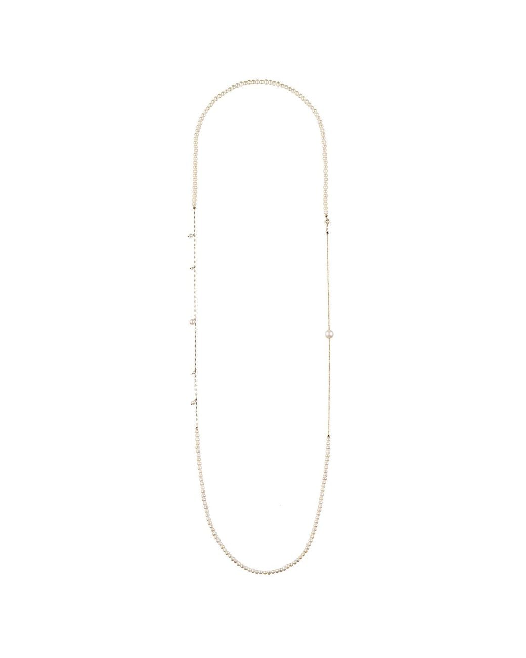 Corina Mardari Jewelry White Super Long Pearl Filled Necklace