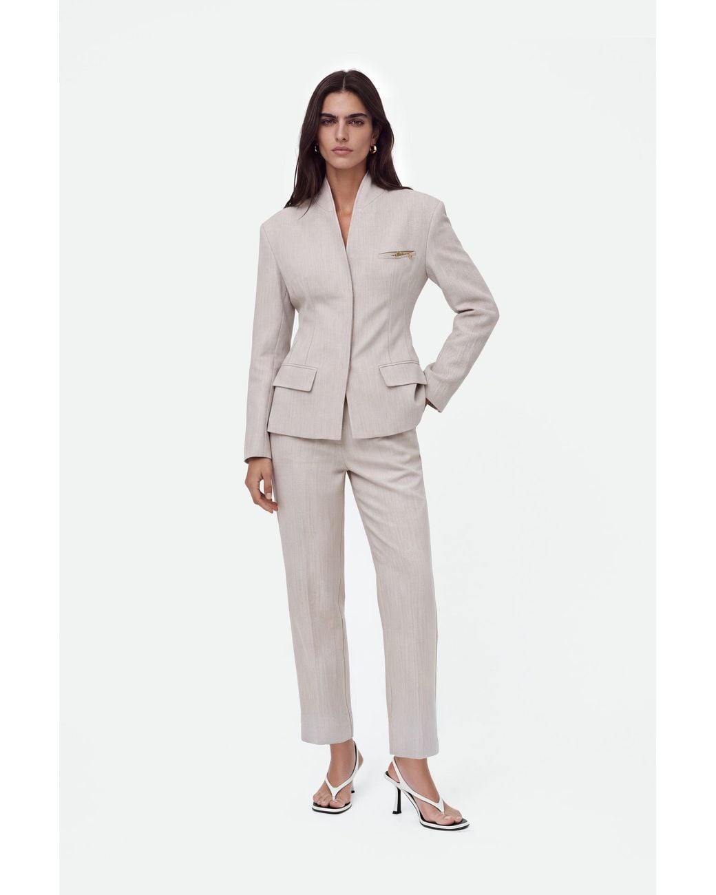 Nocturne Multicolor Neutrals Straight Leg Cropped Trousers