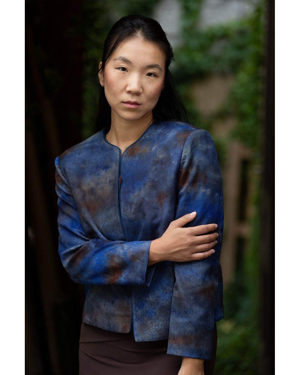 Stovaria Blue Midnight Pure Silk Statement Jacket