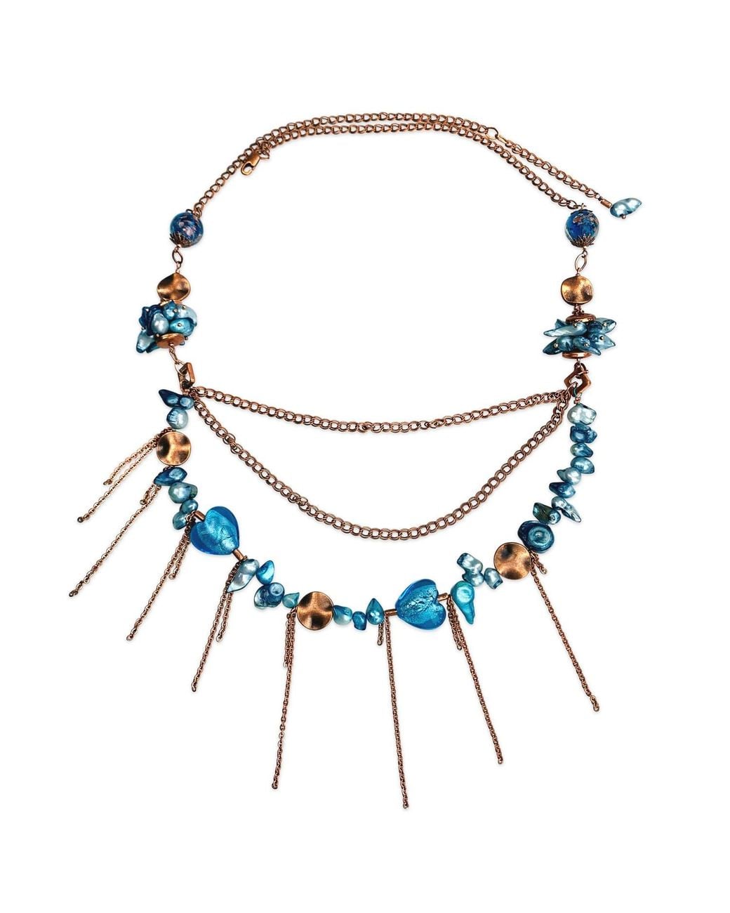 Bellus Domina Blue Murano Glass & Freshwater Pearls Necklace