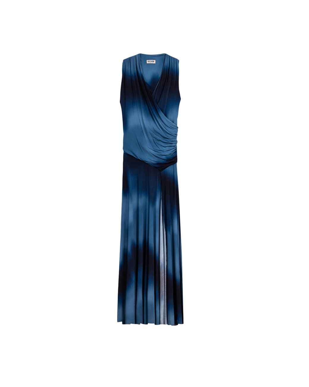 Nocturne Blue Draped Asymmetric Maxi Dress