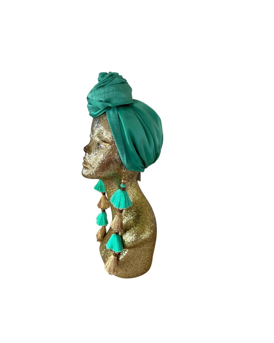 Julia Clancey Green Edith Silk Jade Dorado Reversible Turban