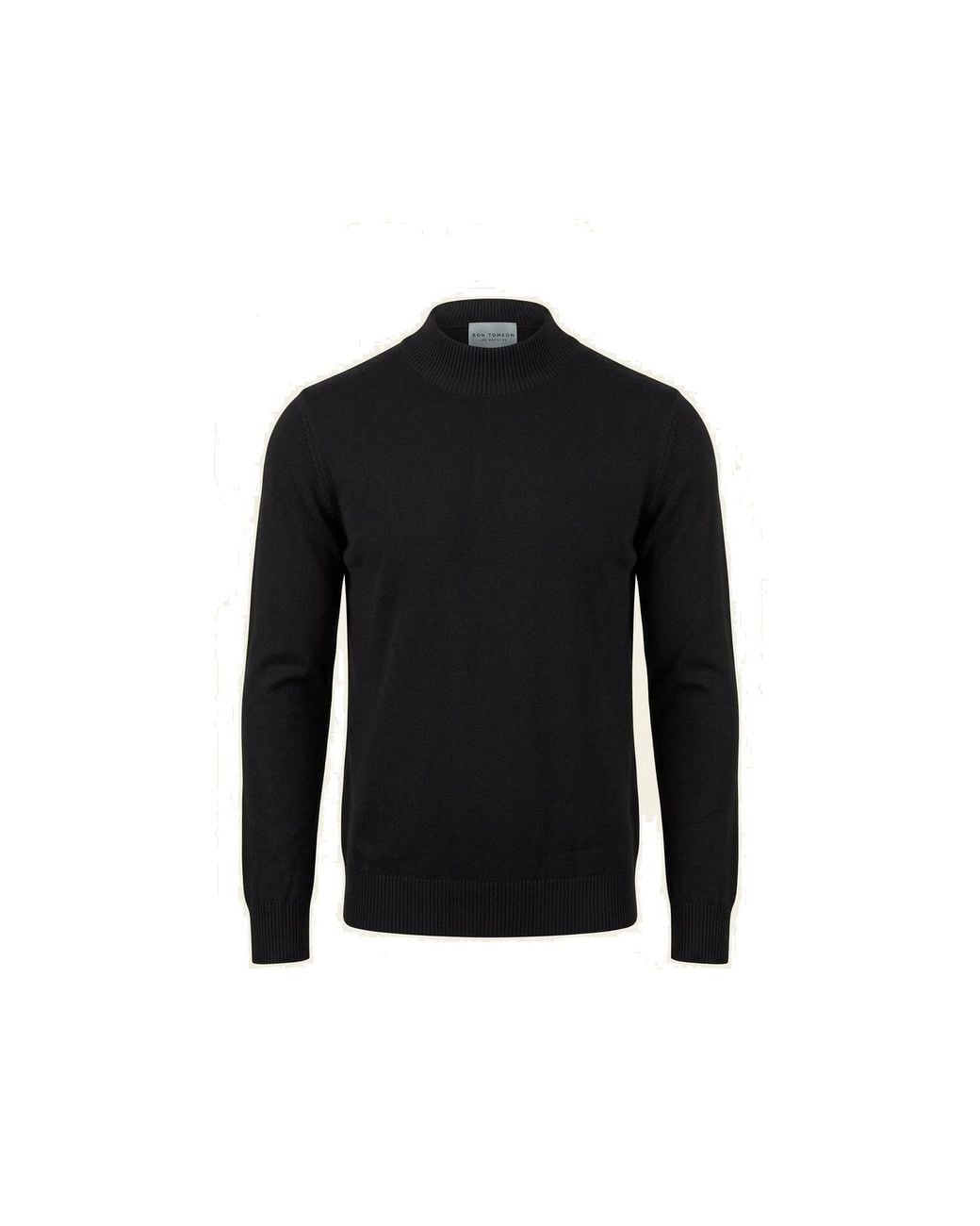 Ron Tomson Black Mock Neck Relaxed Sweater for men