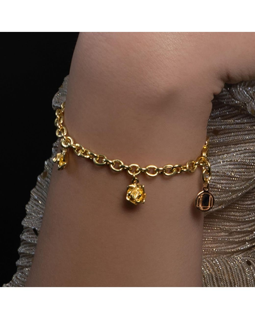 Unaloe Metallic Vermeil Rose Charm Bracelet Florida – Handmade Italian Chain Jewelry