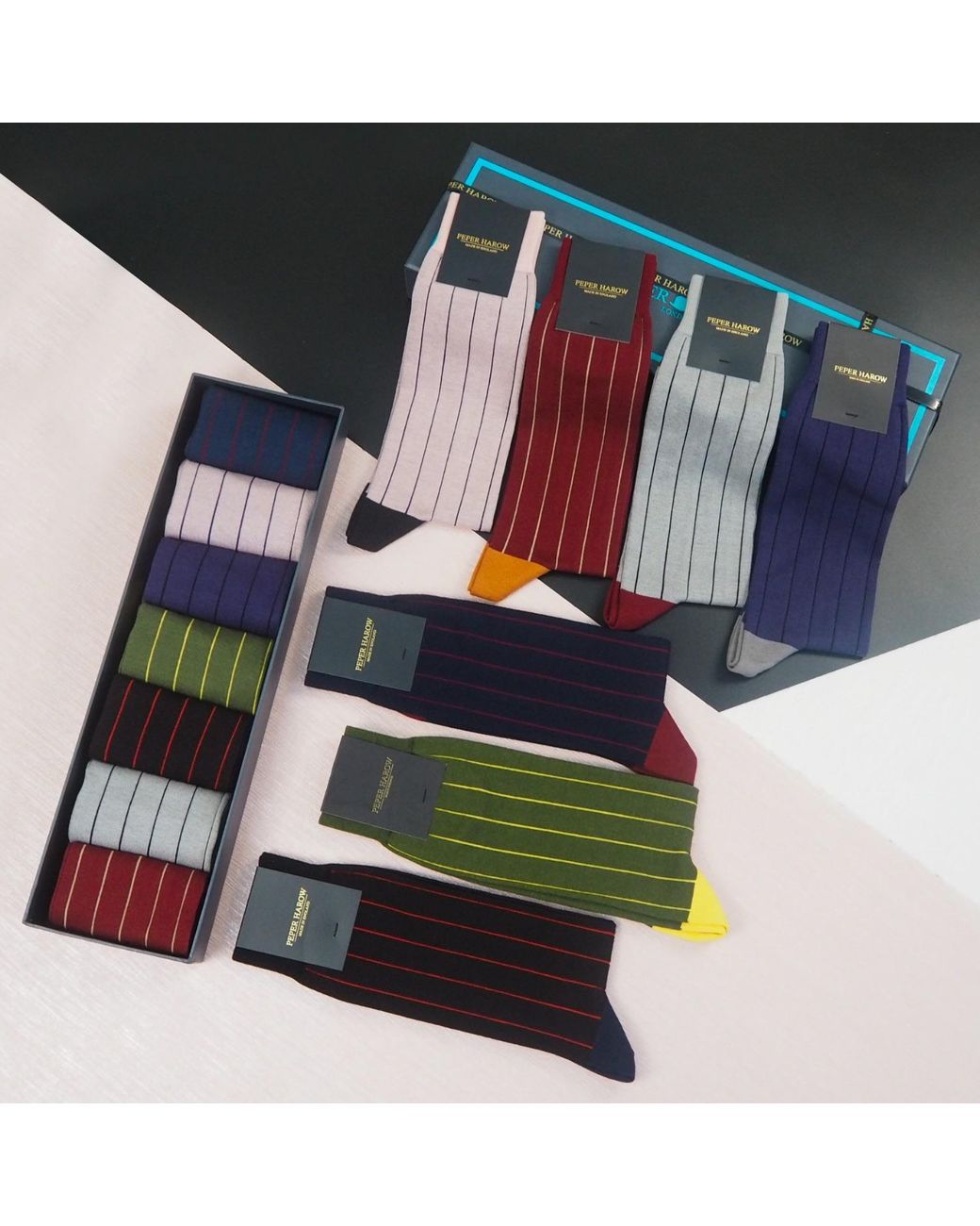 Peper Harow - Made in England Blue Pin Stripe Gift Box for men