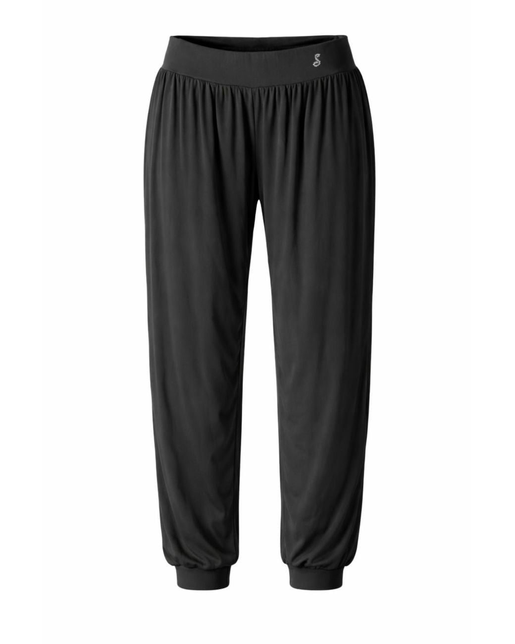 Conquista Black Relaxed Jogger Pants With Elastic Waist
