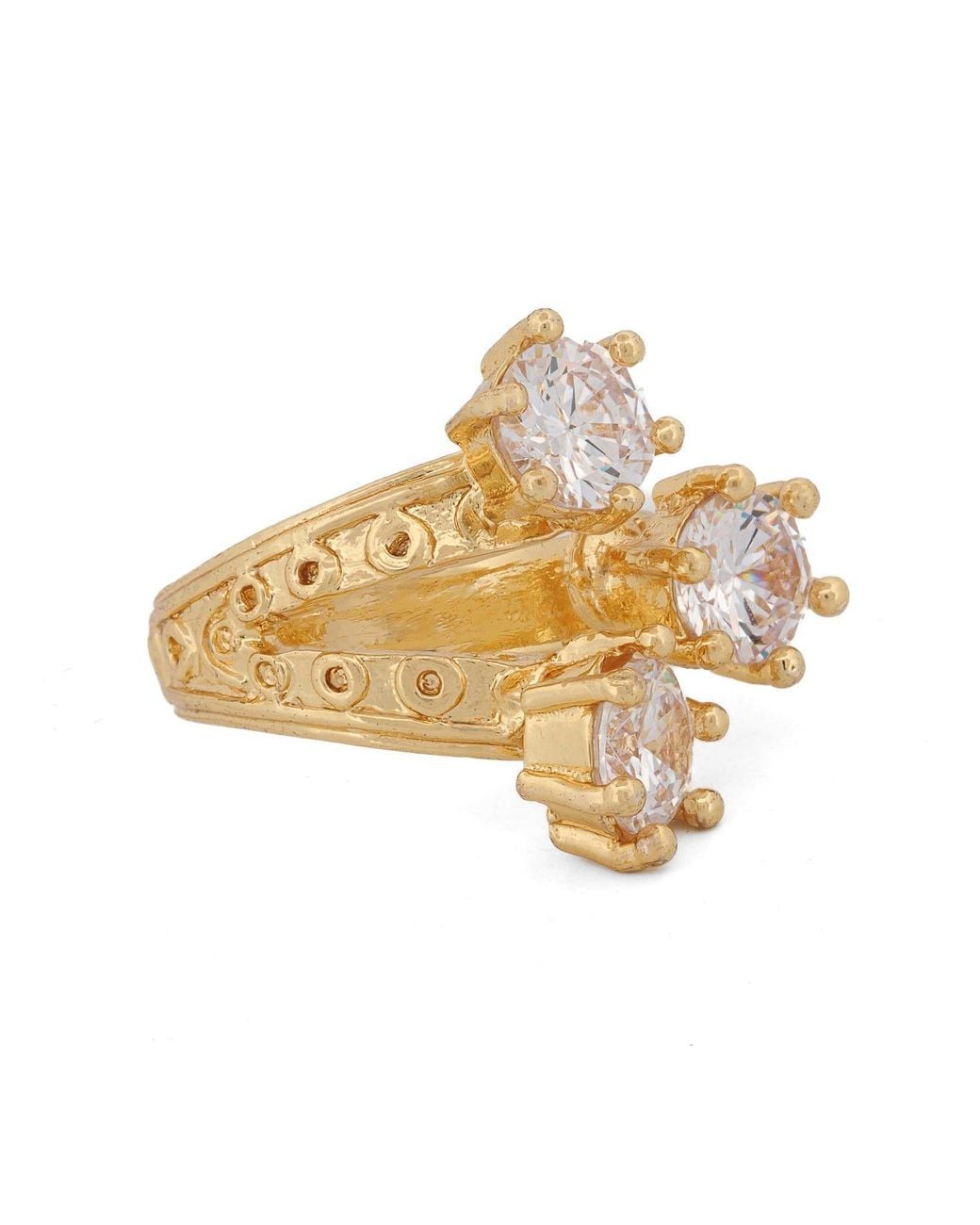 Ebru Jewelry Metallic Triple Shine Goddess Diamond Ring