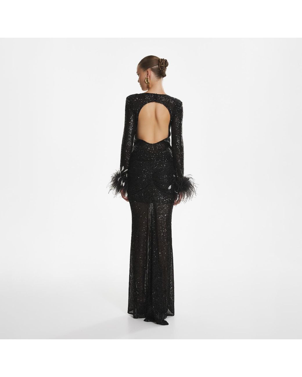 Lita Couture Black Open-Back Sequin Top