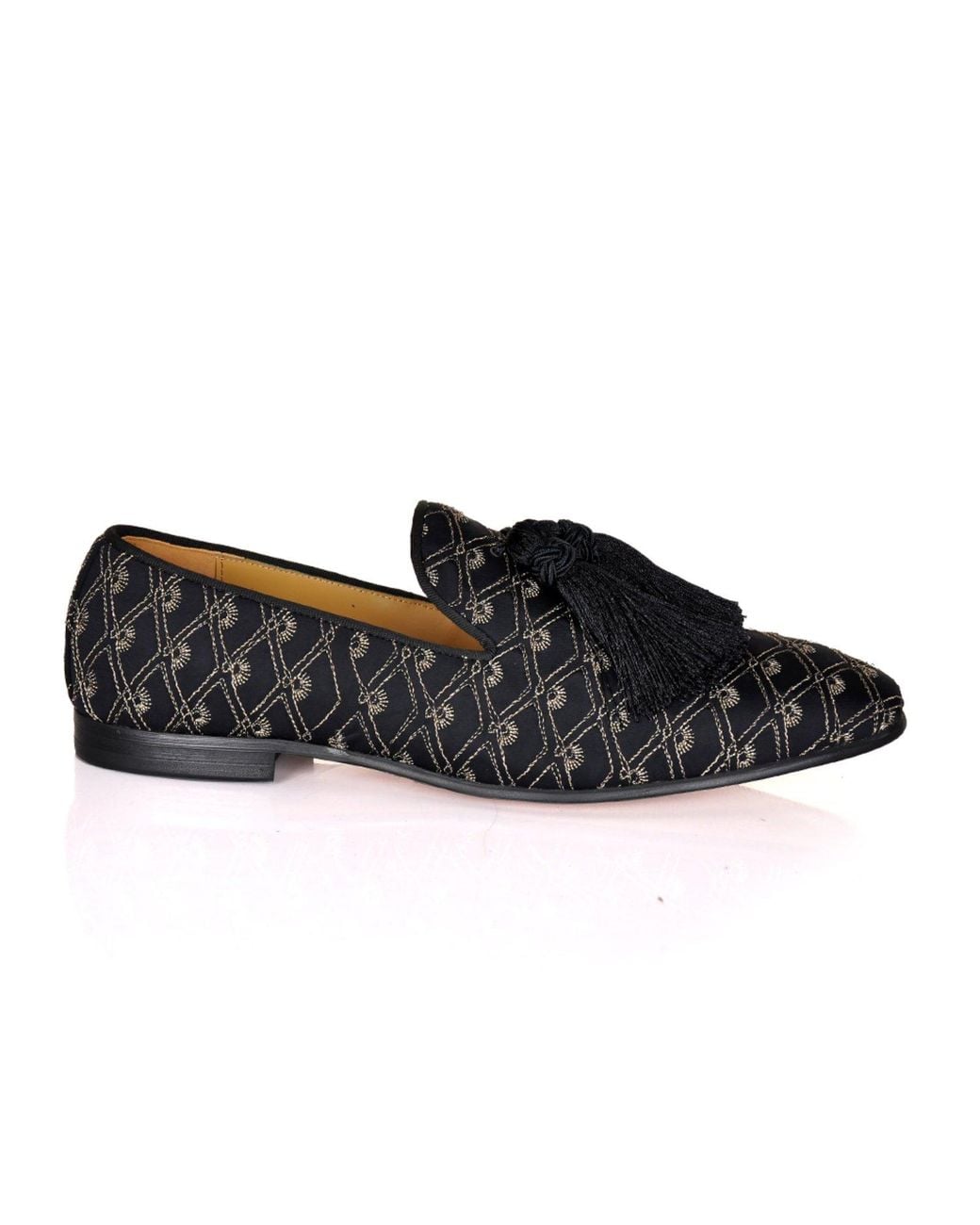 DAVID WEJ Black Alberto Embroidery Tassel Loafers for men