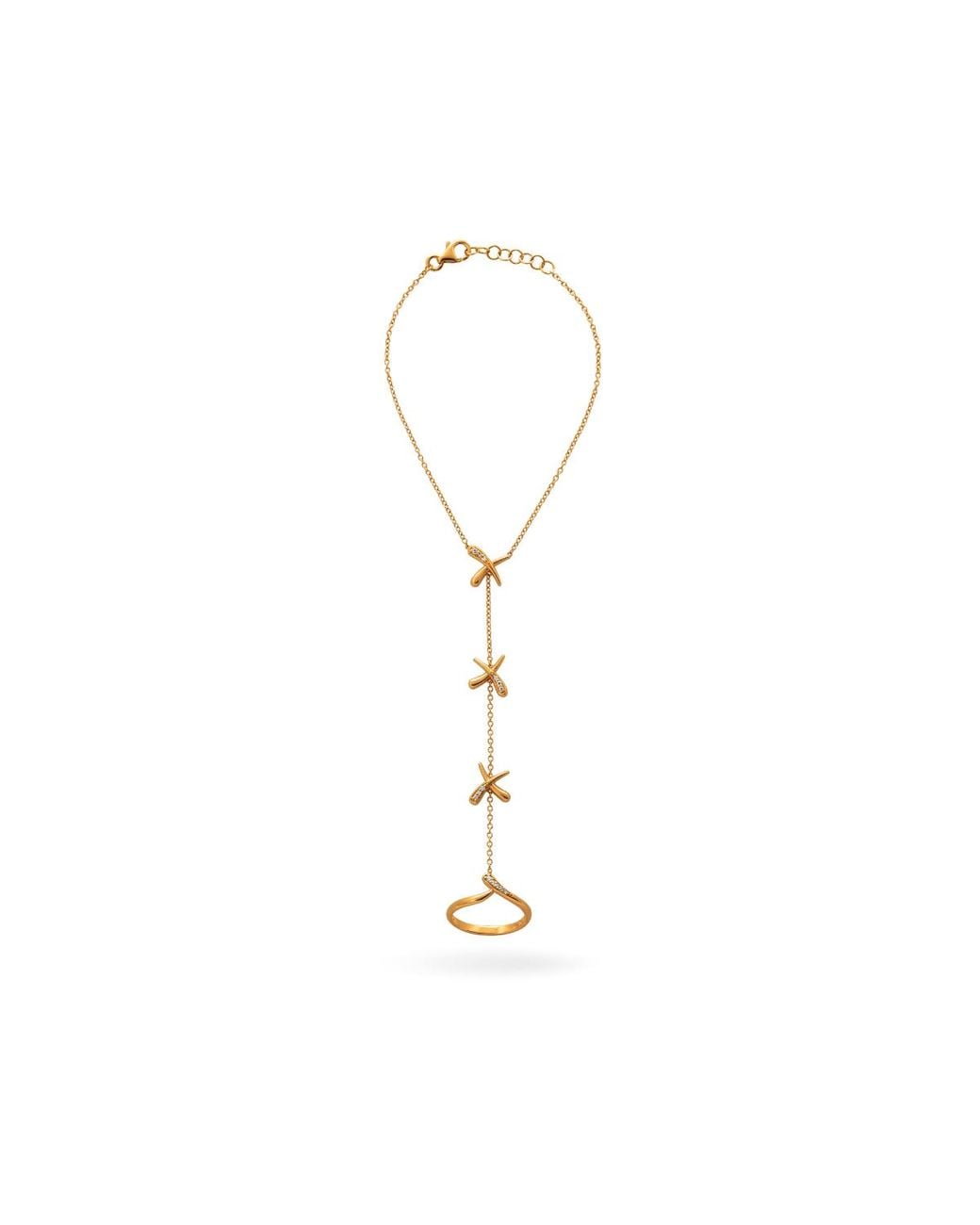 Lucy Quartermaine Metallic Solid Bliss Hand Chain Set With Graded Diamonds