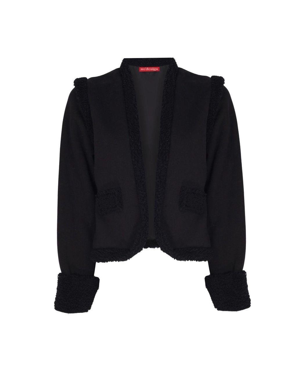 No'design Black Teddy Detail Jacket