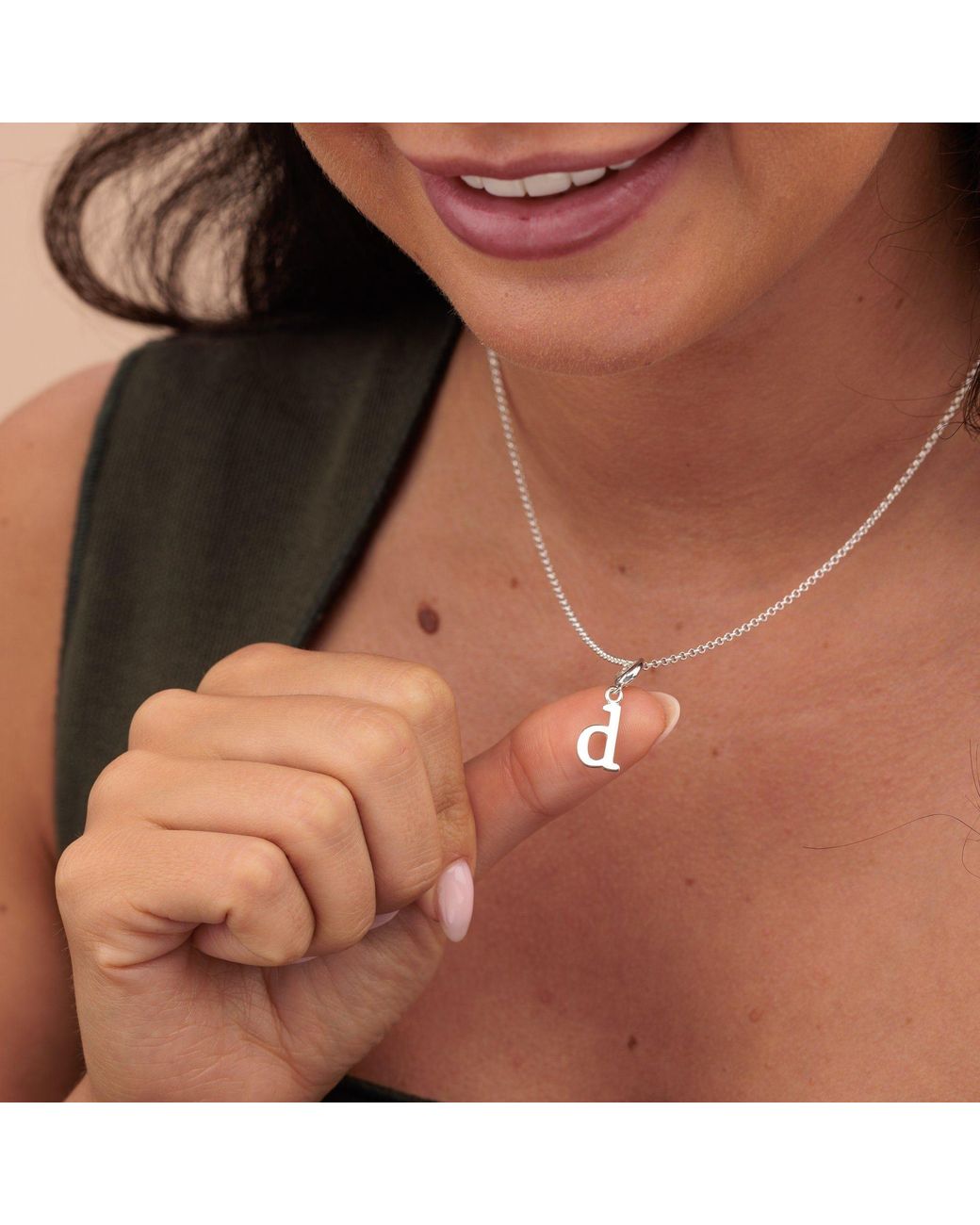 Lily Charmed Metallic Sterling Letter Charm Necklace