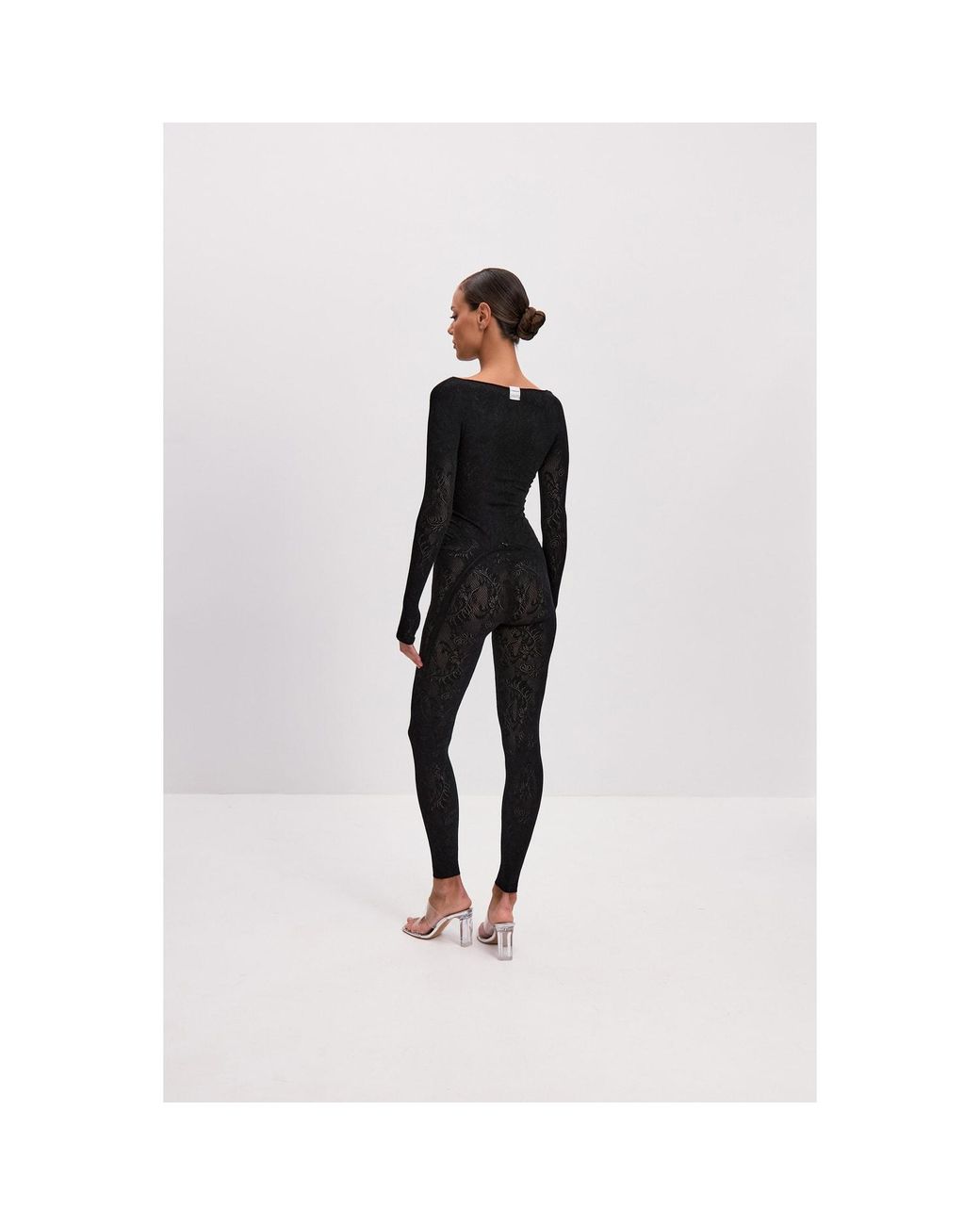 Monosuit Black Customisable Eco Allure Seamless Lace Catsuit
