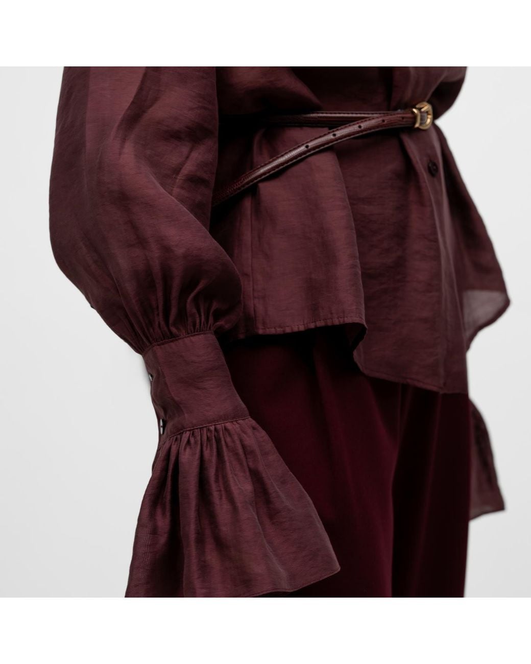 Mandragora Purple Crinkled Shirt With Decorative Cuffs Carmen Burgundy
