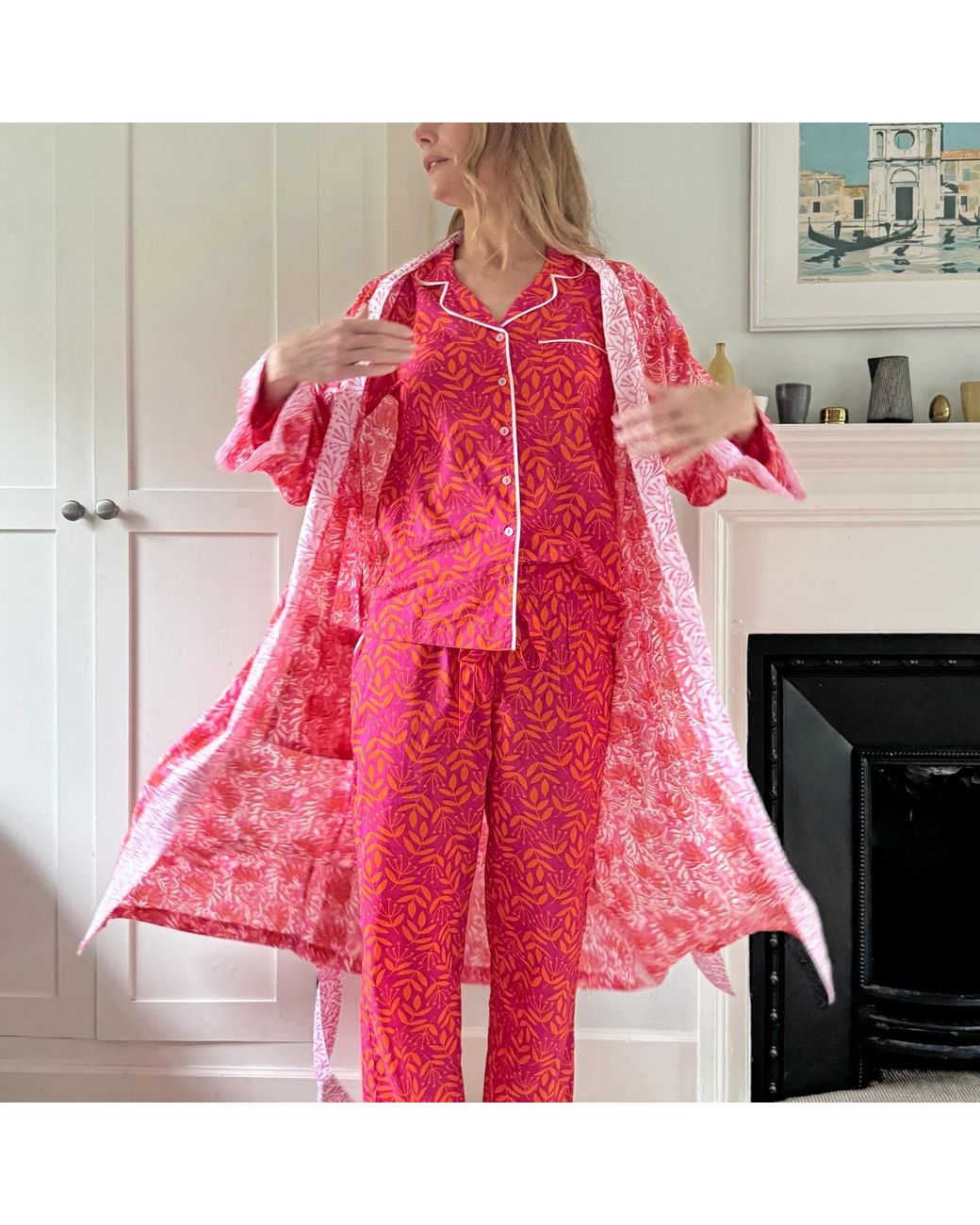 Lime Tree Design Red Summer Meadow & Cotton Pyjamas