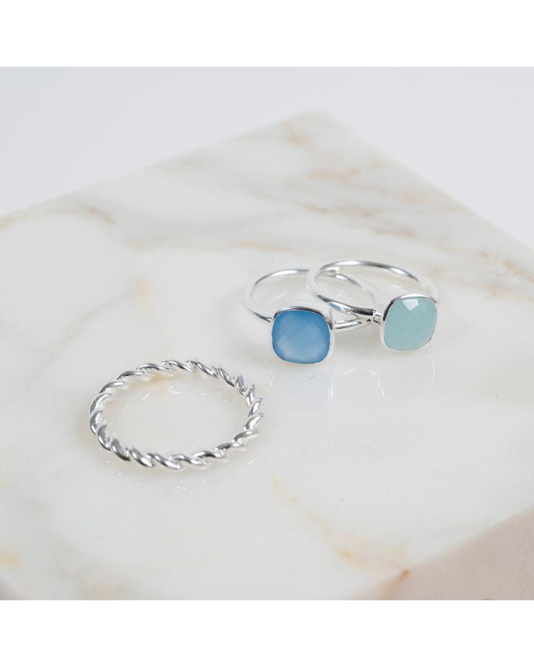Auree Jewellery Blue Brooklyn Aqua Chalcedony Sterling Ring