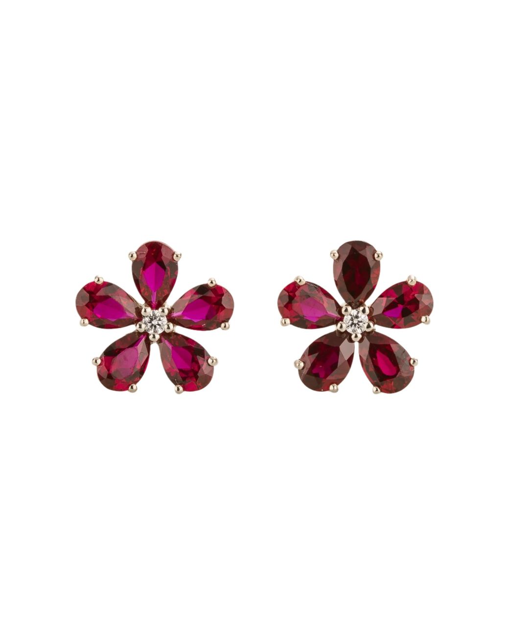Juvetti Red Florea Earrings Ruby & Diamond