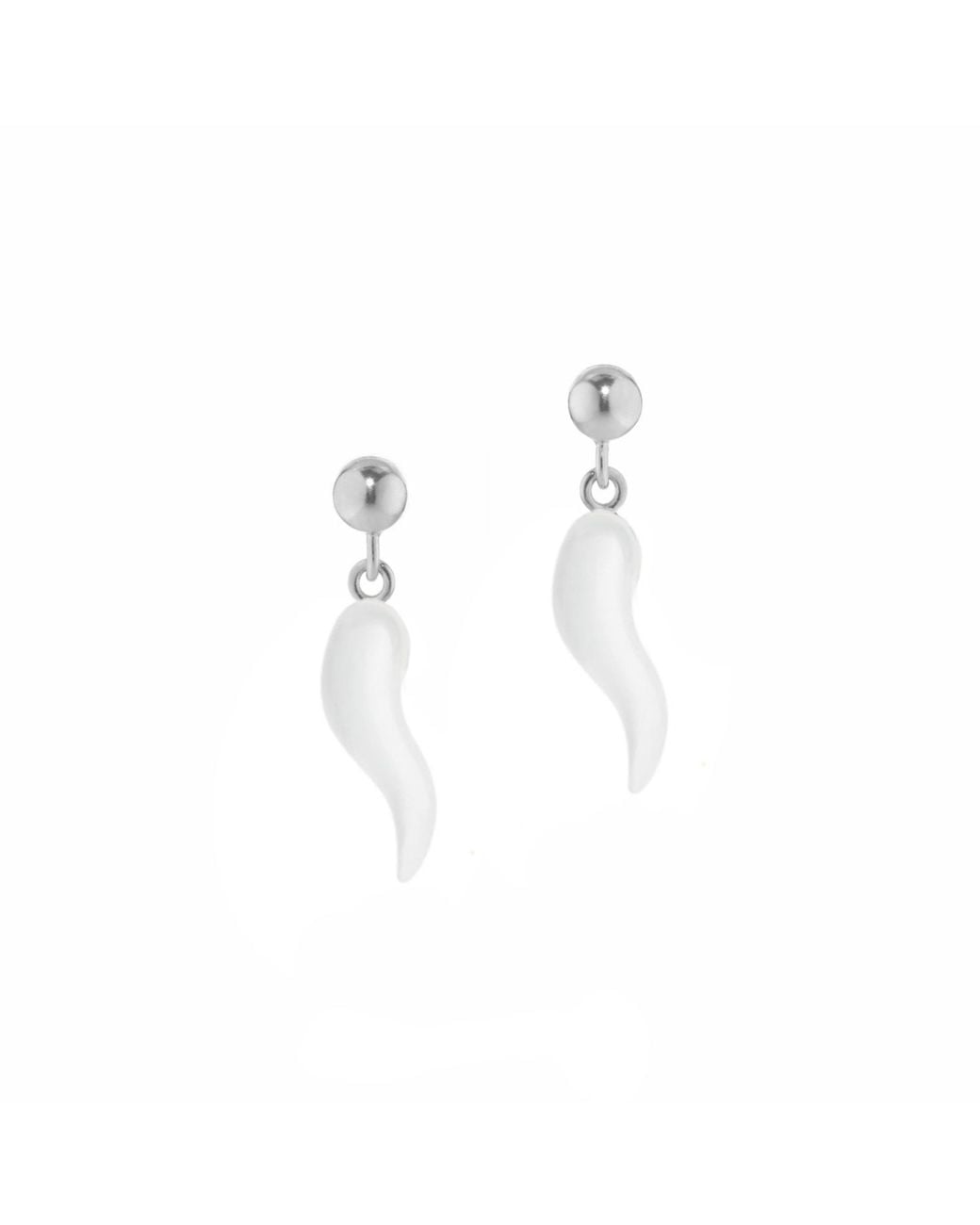 Unaloe White Sterling Earrings With Horn Pendant – Protective & Elegant Jewelry For