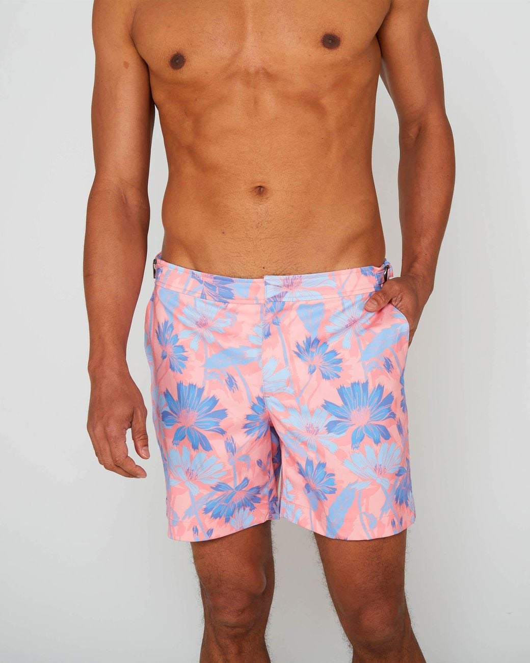 Lords of Harlech Pink Neptune Springtime Tailored Swim Short for men