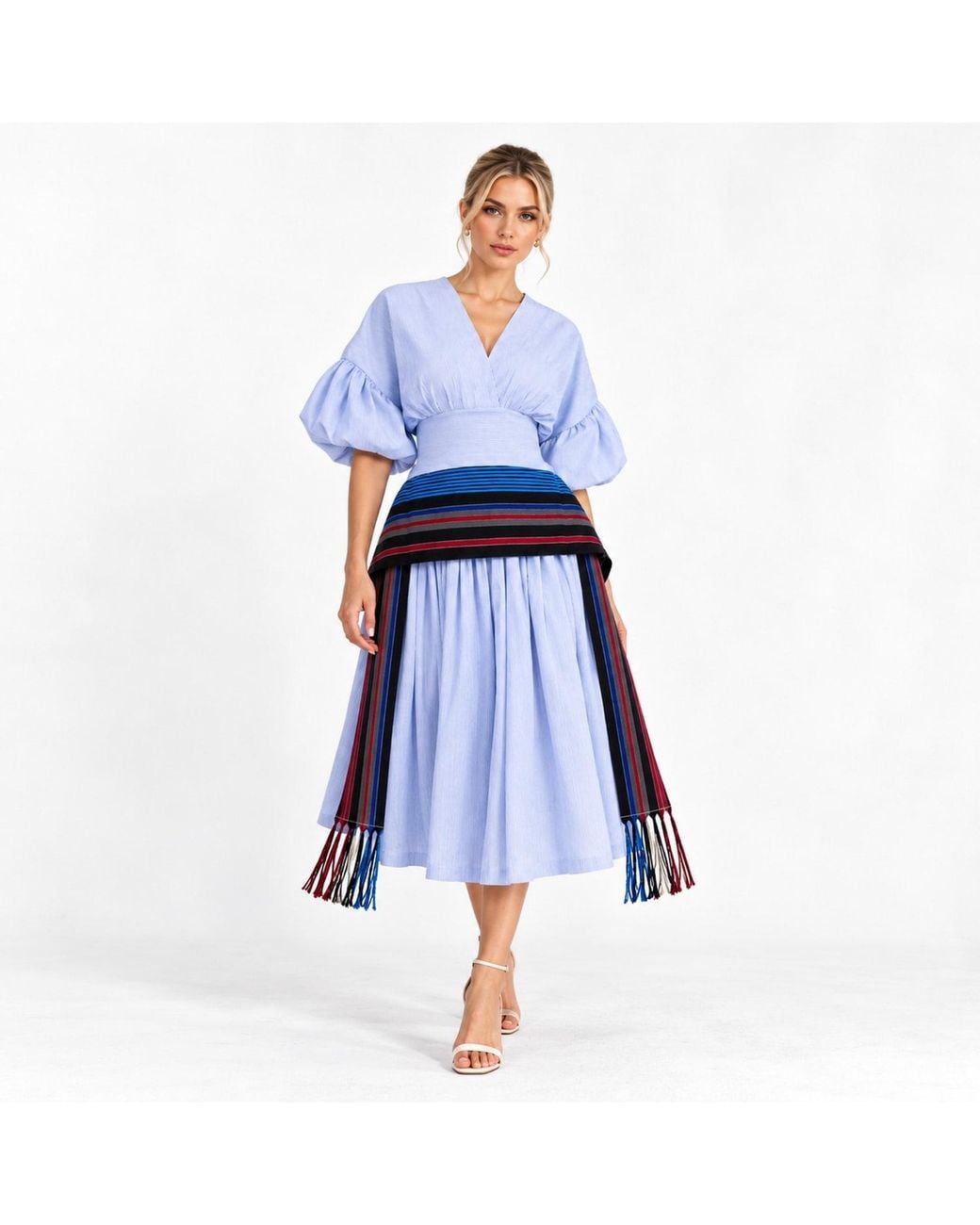Gng Vogue Blue Zurie Stripe Flare Dress