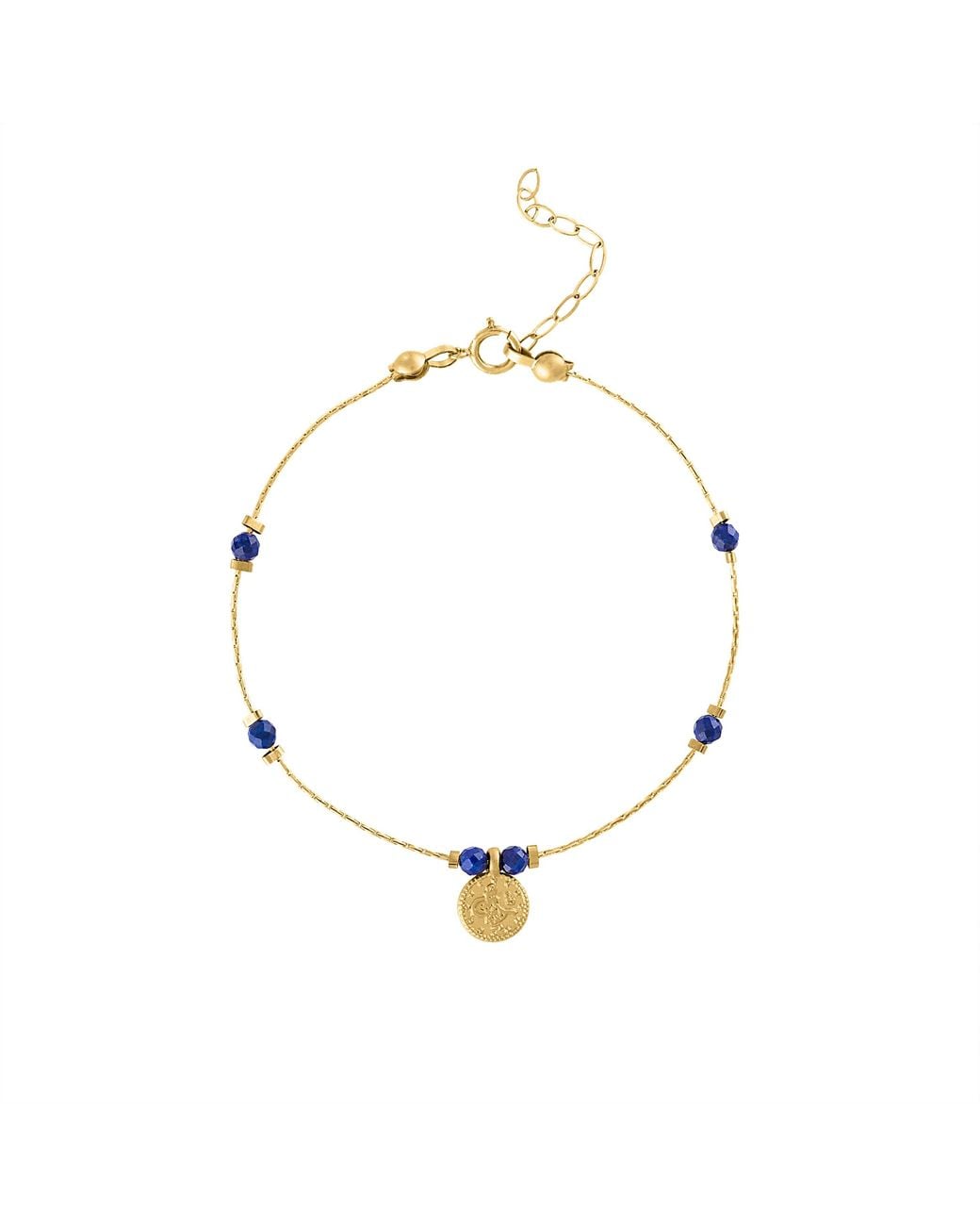 Olivia Le Metallic Journey Lapis Lazuli Beaded Bracelet With Coin