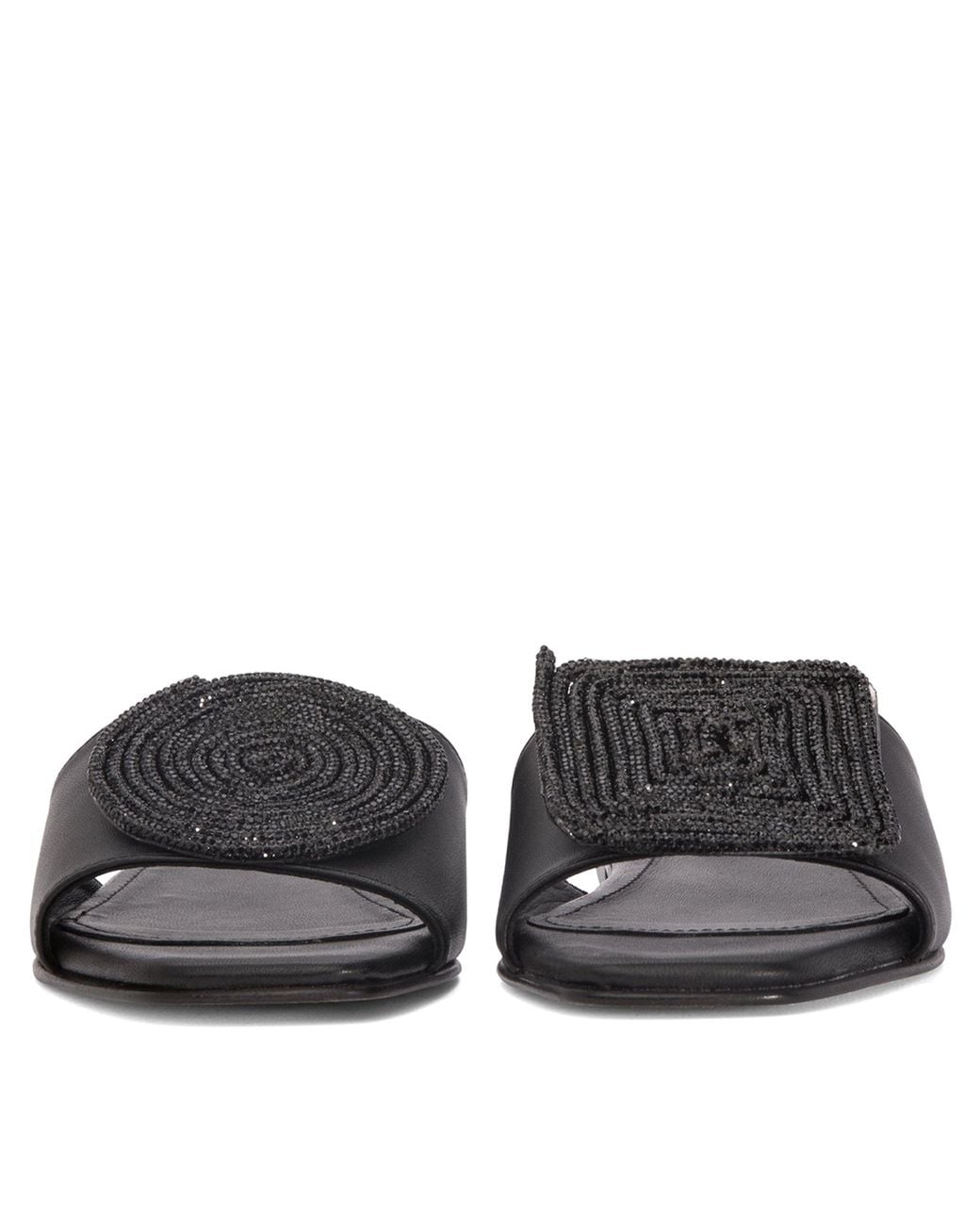 Beautiisoles by Robyn Shreiber Made in Italy Black Adeline Leather Flat Sandal Comfortable & Sexy Work & Valentine Evening Slide