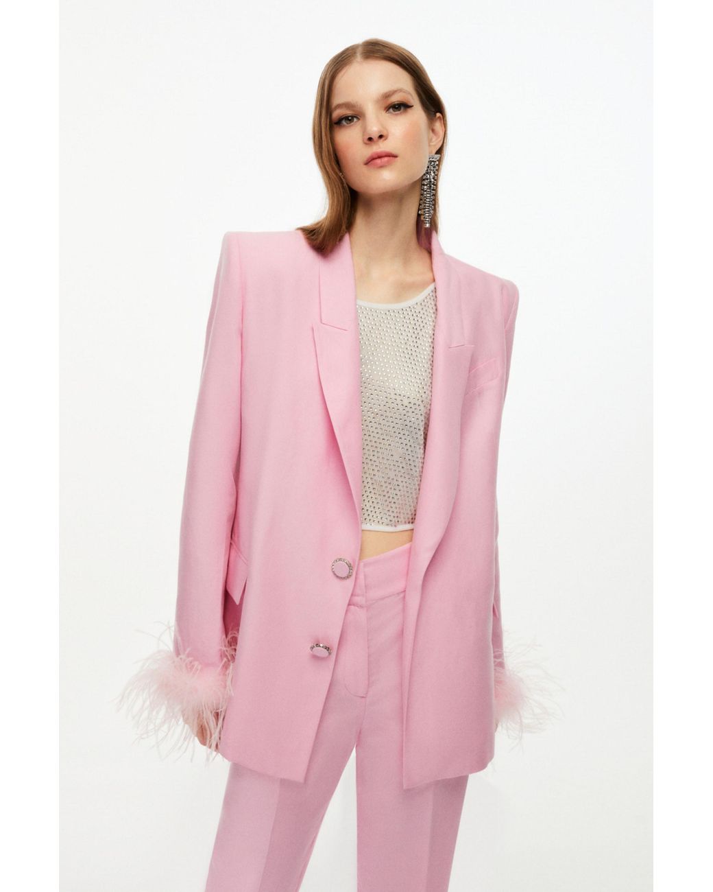 Nocturne Pink Linen Blazer Jacket
