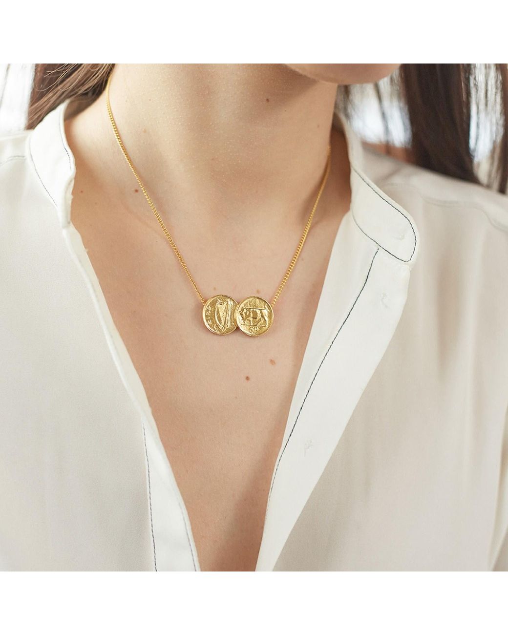 katie mullally coin necklace