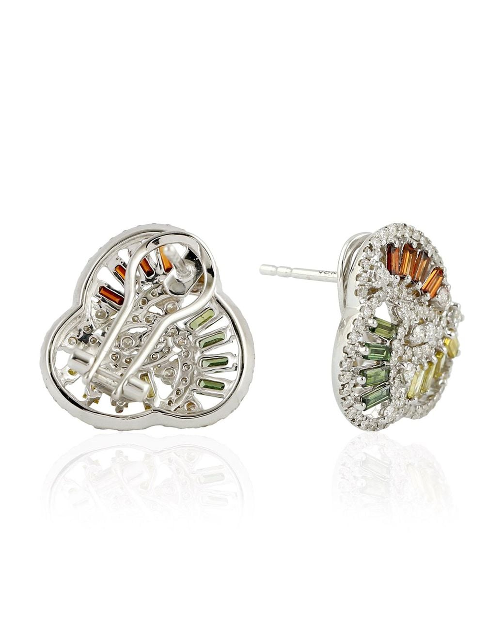 Artisan Metallic Colored Diamond Cluster Earrings